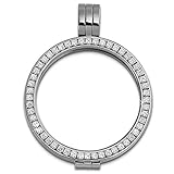 Amello Coin Edelstahl-Kettenanhänger silber mit Zirkonia weiß - Edelstahlanhänger - Coinsfassung für Damen - Edelstahlschmuck Stainless Steel ESC006W