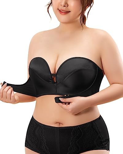 Strapless Bra for Women Push Up Front Buckle No Steel Ring Non-Slip Lifting Underwear Invisible Detachable Strap Bra