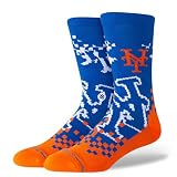 Stance New York Mets Unisex Team Logo Graphic Casual Crew Socks (Royal, Large)