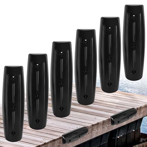JYINCPED Dock Fender Bumpers, Boat Dock Bumpers Straight-Edge Marine Fenders Side Guards, Soft UV-Resistant Marine 17-Inch, Horizontal Protection, Inflatable,6 Pack-Black