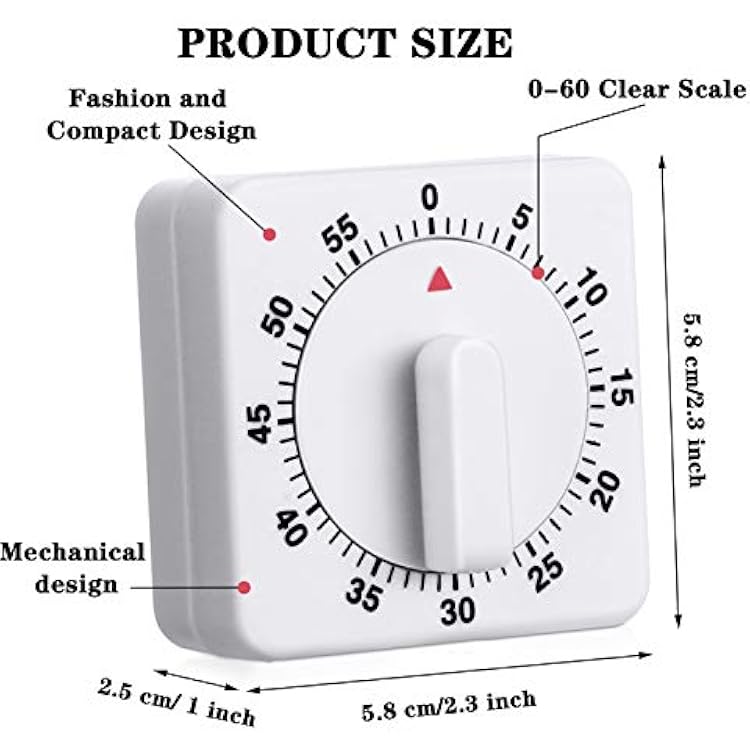 Weewooday 2 Pieces 60 Minute Visual Kitchen Timer Hour Mini Countdown Mechanical Timer Loud Voice for Kitchen, Homework, Exercise