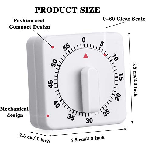 2 Pieces 60 Minute Kitchen Timer 1 Hour Visual Kitchen Clock Timer Mini Countdown Timer Loud Voice, Mechanical Timer For Kitchen, Homework, Exercise #TOP2