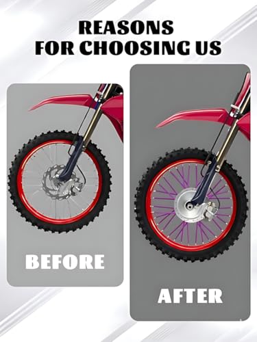Image of JFG RACING Bike Spoke Covers,Universal 72Pcs Spoke Skins Wheel Wraps for 8 inch-21 inch Rims for Ebike E Dirt Pit Bike Motorcycle Bicycle Wheelchair Decoration-Purple