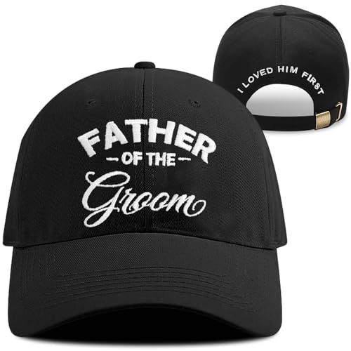 Tmsek Father of The Groom Gift Baseball Hats Wedding Gifts for Dad from Son I Loved Him First Adjustable Embroidery Men Cap (Dad)