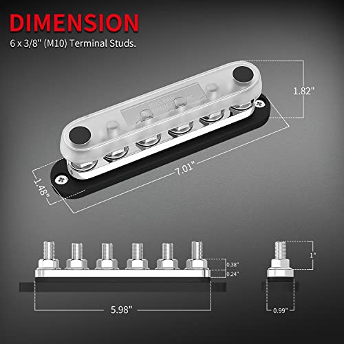 DAIERTEK 300A Bus Bar 12V Marine 12V Power Distribution Block with