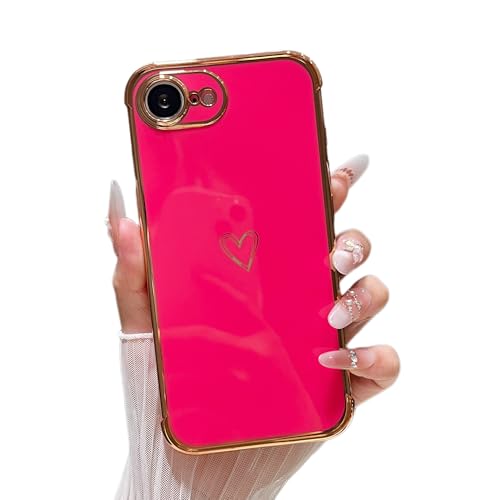 Coque iPhone 16E chic rose doré avec cœurs, étui élégant et fin de haute qualité