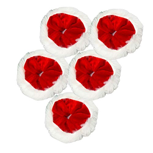 Lurrose 5 pieces Christmas hair rubber sequins hair rope rubber bands bobbles Christmas hair bands hair rubber hair bands ponytail holder for women girls (silver) - Image 4