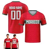 Maillot De Foot Personnalis du Monde 2026, avec Nom Et Numéro, Respirant Léger, T Shirt Foot pour Homme Femme, Cadeaux pour Les Supporters (Maroc)