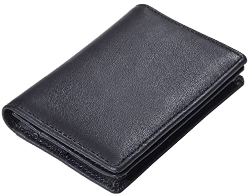RFID Genuine Leather Bifold ID/Business Credit Card Case Holder for Men Slim Front Pocket Wallet Button