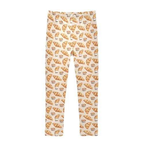 Food Croissant Girls Leggings Kids Yoga Pants Athletic Tights Pants 4-10 Years