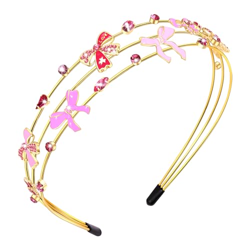 mokkia Women's Hairband, Pink Ribbon Hair Accessories, Breast Cancer Awareness Headband, Jeweled Rhinestone Headband, Breast Cancer Survivor Outfits Holiday Gifts