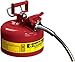 Justrite 7210120 AccuFlow 1 Gallon, Galvanized Steel Type II Red Safety Can With 5/8" Flexible Spout