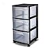 3 Drawer Organizer Cart Black Plastic Craft Storage Container Rolling Bin Set 2