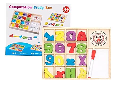 Image of PLUSPOINT Wooden Number Counting Board Learn to Calculate Number with Write N Wipe White Board Computation Study Box Educational Basic Learning Maths kit for Kids Age 3+ (Computation-C)