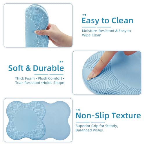 Image of Yoga Knee Pads Set of 2 - Extra Soft Non-Slip Yoga Knee Pad Cushion for Knees Elbows Wrists - Pilates & Workout Knee Pads for Floor Exercises, Kneeling, Stretching, Fitness, Blue