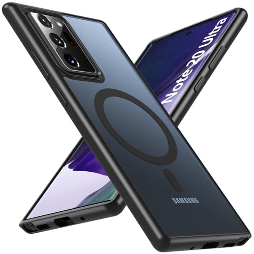 OWKEY for Samsung Galaxy Note 20 Ultra Case, Compatible with MagSafe, Magnetic Phone Case Military Shockproof Translucent Back Protective Cover for Galaxy Note 20 Ultra Case (Black)