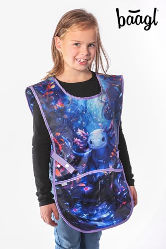 Baagl Kinderschürze Mädchen Jungen Kochschürze Kinder, Schürze Malschürze Bastelschürze für Kinder (Axolotl) – Ansicht 5