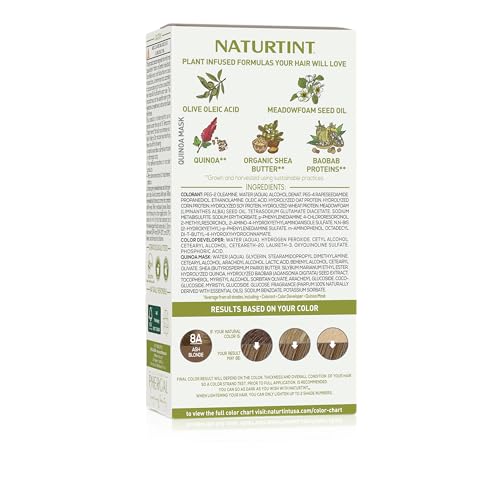 Image of Naturtint 8A Ash Blonde Permanent Hair Color (Pack of 6), Ammonia Free, Vegan, Cruelty Free, up to 100% Gray Coverage, Long Lasting Results (Packaging may vary)