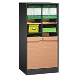 Générique Classeur à Rideau Double Bois H 140 cm (Anthracite)