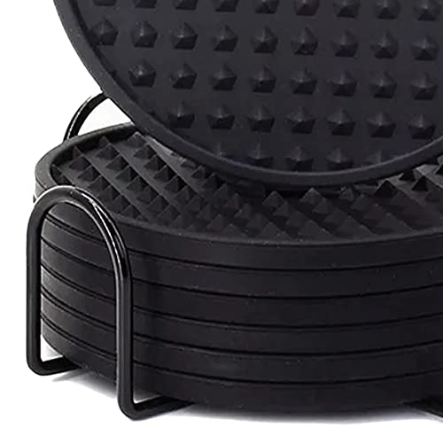 Conjunto De 7 Porta-copos Para Copos, Porta-copos Redondos De Silicone Preto Com Fundo Antiderrapant