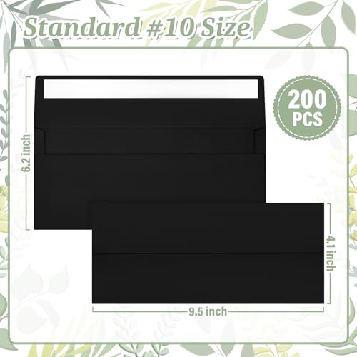 Image of Mulbozy 200Pcs #10Black Envelopes Letter Size Windowless Self Seal Security