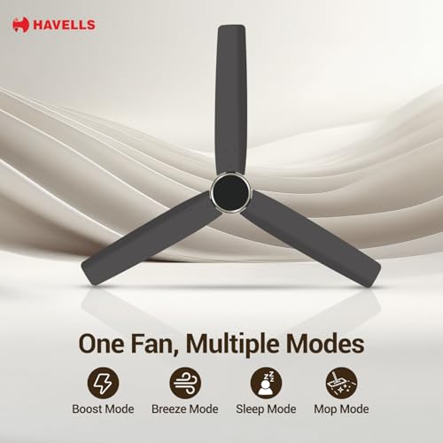 Image of Havells FAB Voice BLDC 1200 mm Ceiling Fan|Direct Voice Command| 5 Star| Upto 65% Saving| Air Delivery: 235 cmm| Low Noise|4 Speed Mode| 380 RPM| 2 Years Manufacturer Warranty (Smoke Brown)