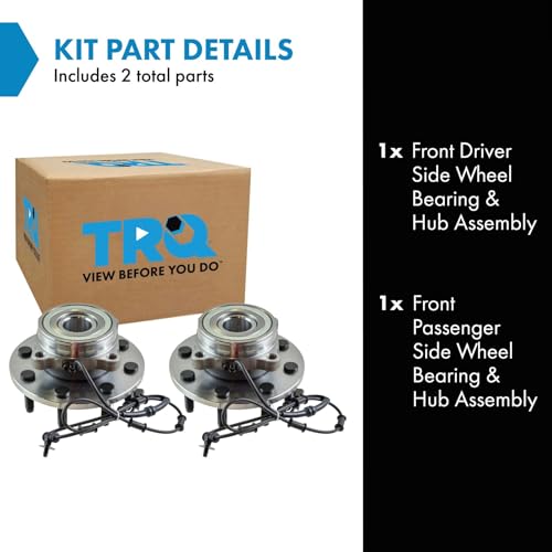 Image of TRQ Front Left and Right Wheel Bearing & Hub Assembly Set 2 Piece for 2006-2008 Dodge Ram 1500 4 Wheel Drive 8 Lug Wheels 2006-2008 Ram 2500 2006-2008 3500