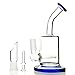 Price comparison product image Blue Green Micro Glass Bong Mini Dab Rig Smoking Water Pipes Inline Perc Percolator Glass Water Bongs 14.5mm Joint with Bong Bowl and Nail (Blue)
