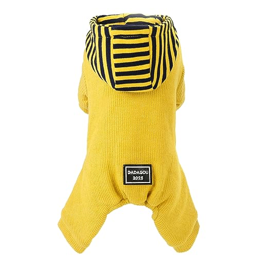 minkissy 1St Djurtröja Bomull Valp Jumpsuit Utomhuskläder Termokläder Gul Jumpsuit Huv Jumpsuit Husdjur Foto Rekvisita Kläder Tröja Hund Jumpsuit Husdjur Outfit Vinter