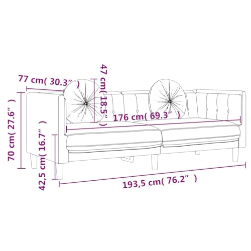Willood Sofa mit Kissen 3-Sitzer Blau Samt, Polstersofa Loungesofa Couch für Wohnzimmer, Designsofa Wohnzimmersofa Sitzmöbel, Modern – Bild 3