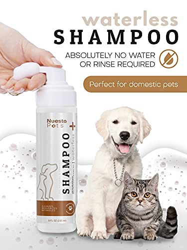 Nuesta Pets Waterless No-Rinse Pet Shampoo | Soothing Hypoallergenic Gentle | time-Saving Stress-Free foaming Cleanser (3 8 fl oz Bottles Unscented)