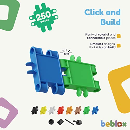 Beblox Building Toys For Kids 250-Piece Set - Building Blocks Stem Toys With Accessories - Interlocking Connect Building Sets - Learning & Educational Toys For Boys & Girls Age 4-8 5 6 7 8-12 Year Old #TOP2