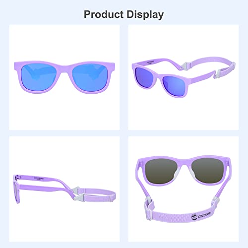 Image of COCOSAND Flexible Polarized Baby Sunglasses with Strap | UV Protection, Bendable, For Toddler Infant Newborn Girl Boy, Age 0-24 Months