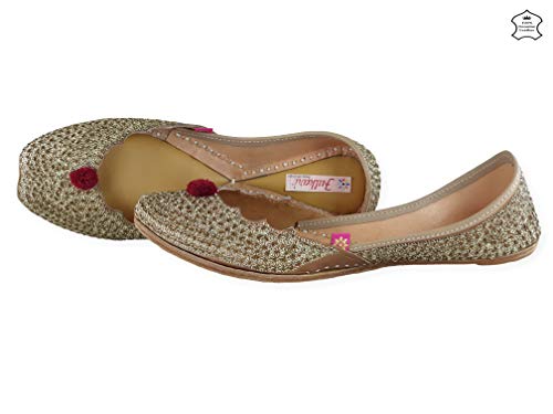 Image of Fulkari Prime Pure Leather Casual Women's Soft Leather Bite and Pinch Free Ladies Jutti Ethnic Mojari