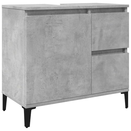 Mueble bajo lavabo de madera gris de 65 cm con cajones de almacenaje 2