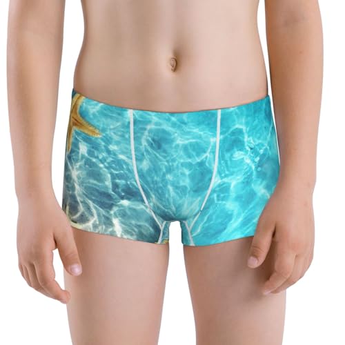 Boys' Cotton Boxer Brief Soft Underwear-Coral And Seashell On The Beach