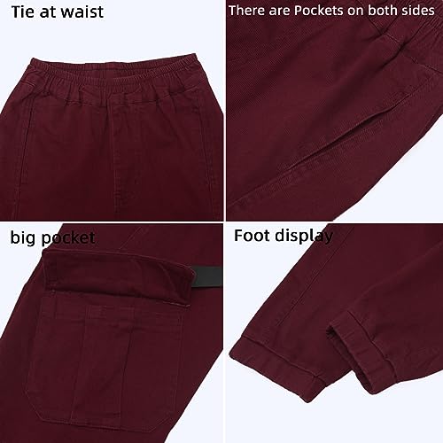 Image of Boys Cargo Pants Cotton Casual Pants Elastic Waist Hiking School Uniform Sweatpants Joggers