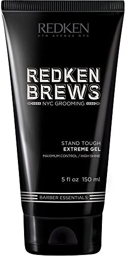 Redken Brews Stand Tough Extreme Gel For Men, High Hold & High Shine, 5 Ounce