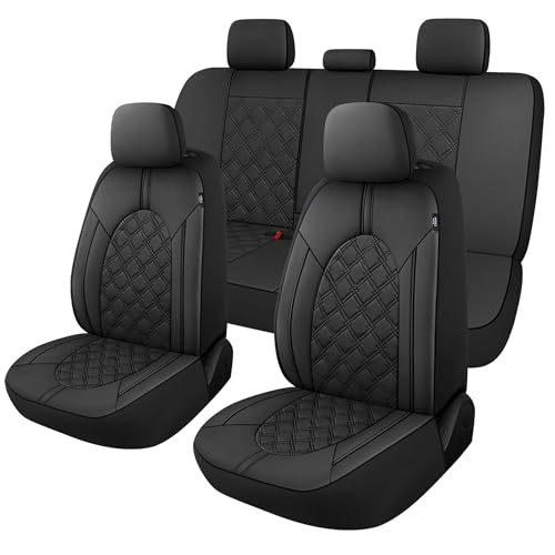 Image of YGL Luxury PU Leather Car Seat Covers Full Set, Non-Slip Seat Cover Protectors, Universal Fit for Cars, Trucks, SUVs, Vans, Pickups, Airbag Compatible, Seat Covers for Car Interior (Black)