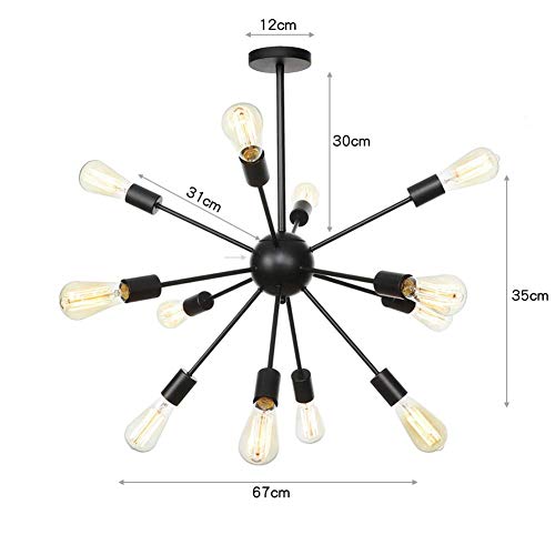 Candelabro Sputnik de hierro forjado con diseño geométrico Mid Century 6