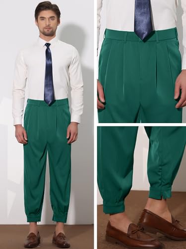 Lars Amadeus Cropped Pants for Men's Double Pleated Zipper Leg Tapered Formal Dress Pants4