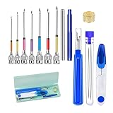 15PCS Embroidery Punch Needles Stitching Needle Poking Cross Stitch Seam Ripper Scissors (Light Grey