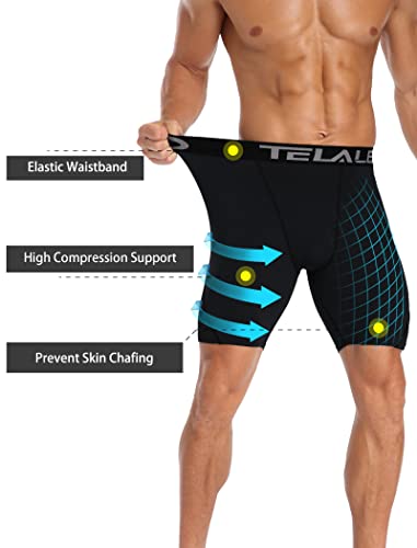 TELALEO 6 or 5 Pack Compression Shorts for Men Spandex Sport Shorts Athletic Workout Running Performance Baselayer Underwear3
