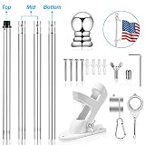 5 FT Flag Pole for Outside House, 1" Stainless Steel Flag Pole Kit with 2-Position Flagpole Holder Bracket & 360° Spinning Metal Flag Ring Clips, Outdoor Porch Wall Mounted for 3x5 Flag (5 FT, Silver)