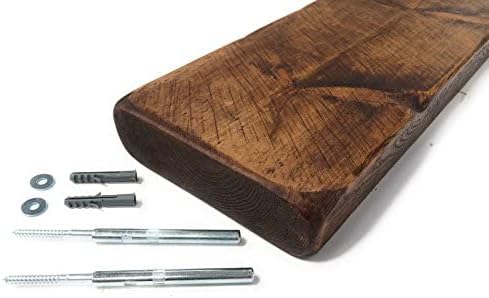 DARK OAK COLOUR CHUNKY FLOATING WALL SHELF RECLAIMED RUSTIC STYLE INDUSTRIAL 165CM