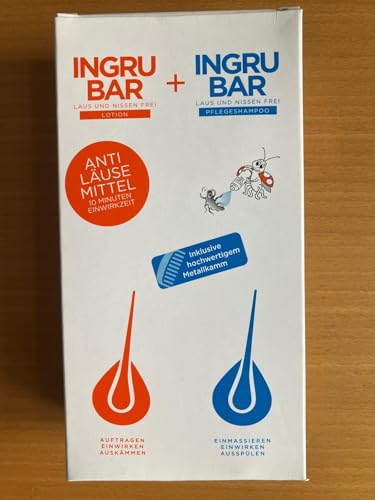 Ingrubar Läuseshampoo Laus&Nissenfrei 2x150ml Lotion & Pflegeshampoo - Läusemittel & Läusekamm Set • Ohne Silikone & Pestizide • Pflanzliche Öle • Vegan - Lindert Juckreiz