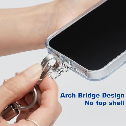 HDXH 4Pcs Phone Tether Tab,Metal Crossbody Cell Phone Lanyard Patch Silve,Stainless Steel Mobile Phone Lanyard Pad,Universal Phone Strap Connector for Smartphones - Image 4