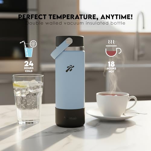 Image of VBOTT GENFLASK-ZEMI -600 ml|Thermosteel Flask with Carrying Loop| SS 304 Water Bottle|Hot /Cold-18 /24 hrs|Insulated Bottles|Powder Blue /Black Colour|Multipurpose