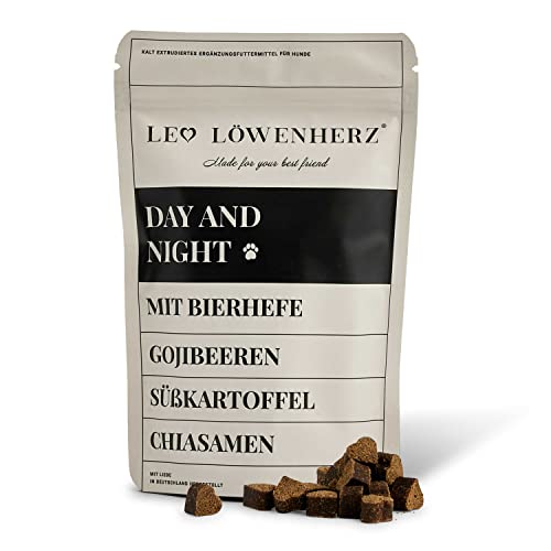 LEO LÖWENHERZ Day & Night Hundeleckerli für Alltag • Hunde Snack mit Bierhefe, Gojibeeren & Chiasamen • Leckerchen für Hund (200g) Cover