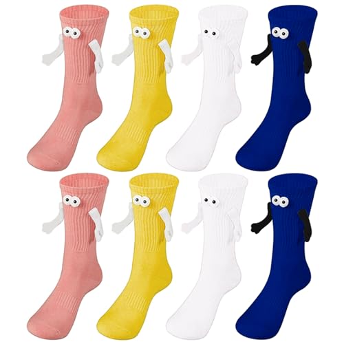 Taizer 4 Pares Calcetines Magnéticos Tomados De La Mano 3D - Apretón De Manos Divertidos para Hombres y Mujeres